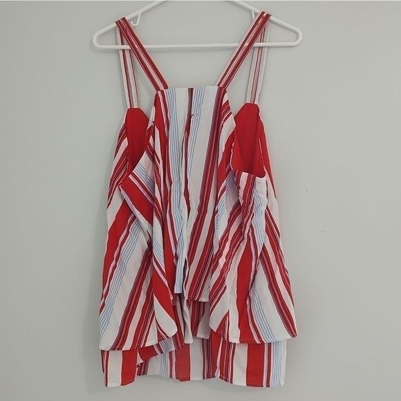 Crown & Ivy Women's Size XL Double Later Red White Blue Striped Blouse Tank Top - Picture 7 of 8